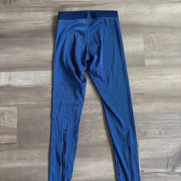 NWOT Nike Pro Elite ‘Made in USA’ Long Blue Striped Running Tights - Picture 3 of 4